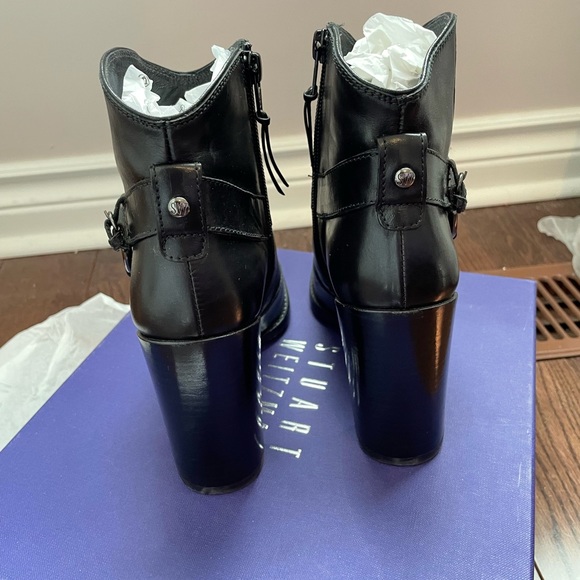 Stuart Weitzman Toughy 185 Black Calf 3” Heeled Booties - Picture 4 of 8